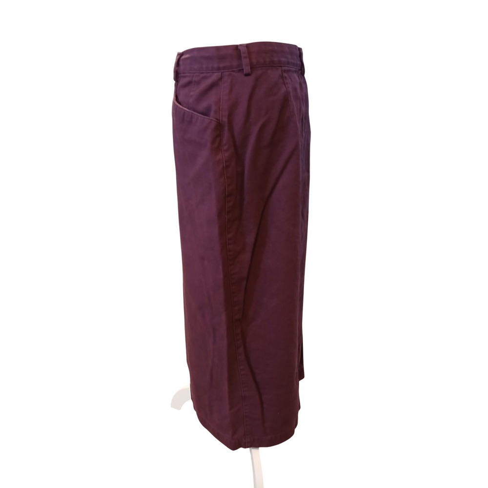 Christopher & Banks Purple Cotton Twill Midi Skirt Womens 10 Plum Straight Vent - Picture 4 of 11